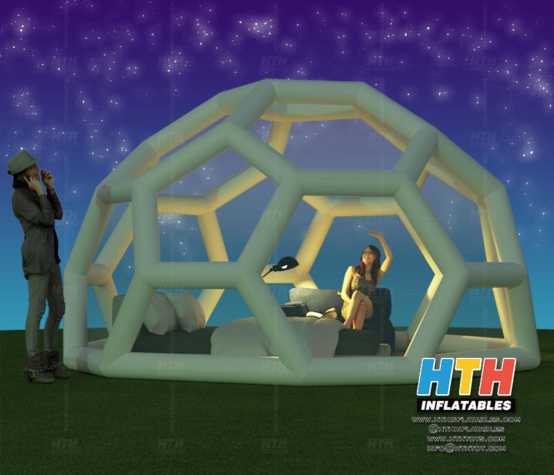 Inflatable Tube Geodesic Dome Tent